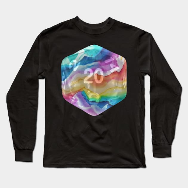 Nat20 Rainbow watercolor Long Sleeve T-Shirt by Geomhectic